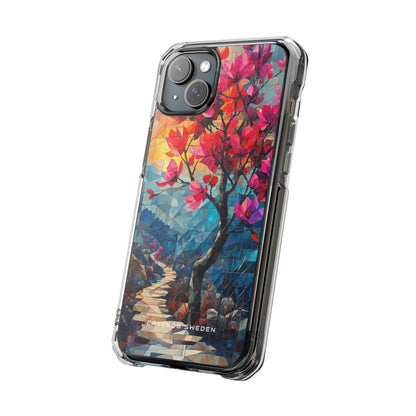 Vibrant Geometric Tree Landscape iPhone 15 - Clear Impact Phone Case