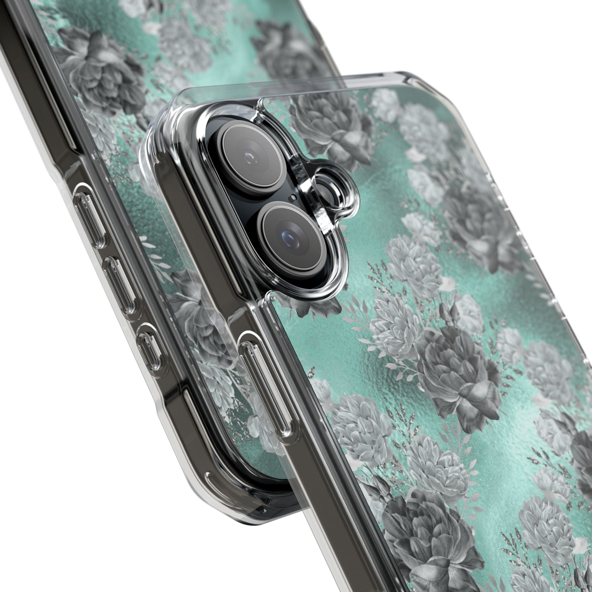 Teal Floral Elegance iPhone Case - Impact