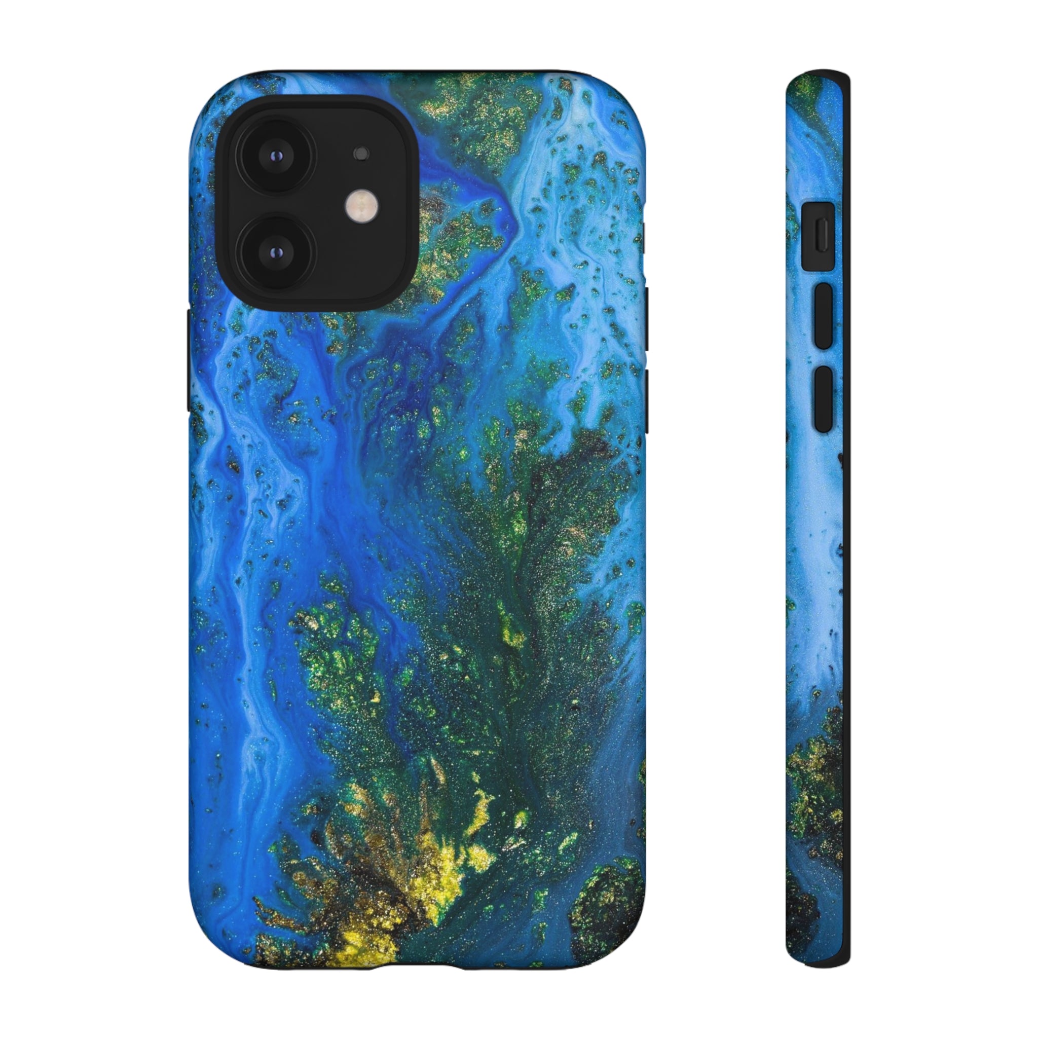 Blue Globe Ink Art iPhone Case (Protective) iPhone 12 Matte Phone Case