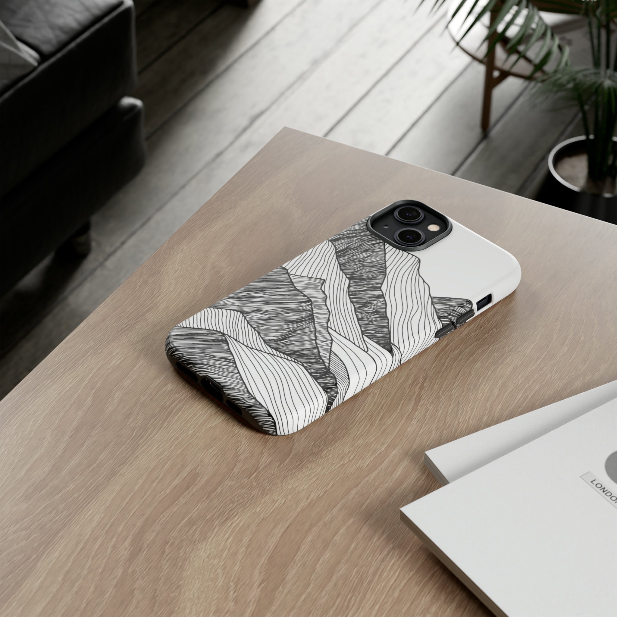 Abstract Mountain Line Art - Protective Phone Case