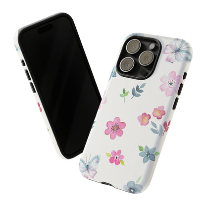 Vintage flowers and butterflies iPhone case - Protective Phone Case