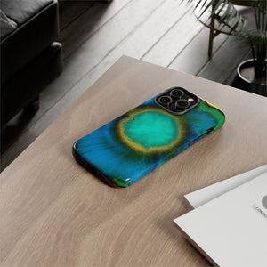 Neon Blue Ink Art iPhone Case (Protective) Phone Case