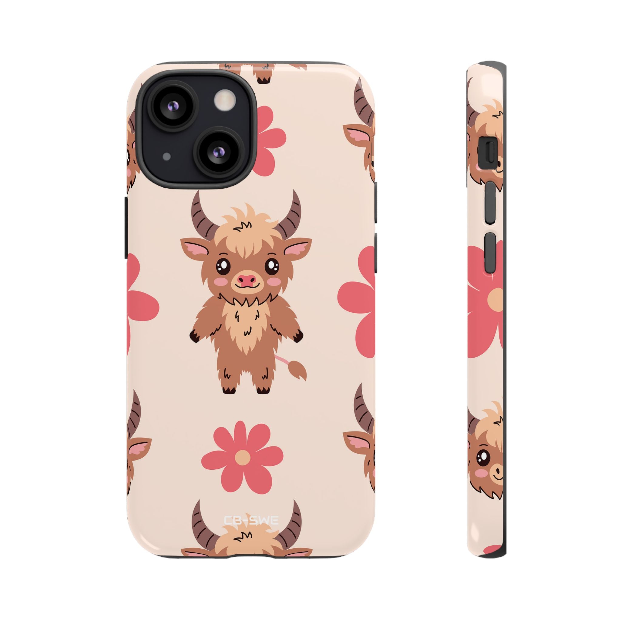 Cute Cattle & Flowers - iPhone Case