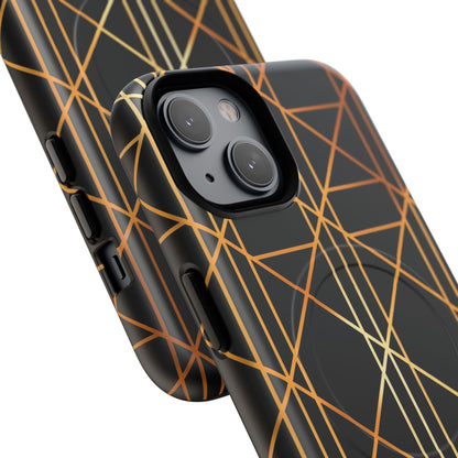 Golden Geometric Elegance iPhone 14 | Tough+ Phone Case