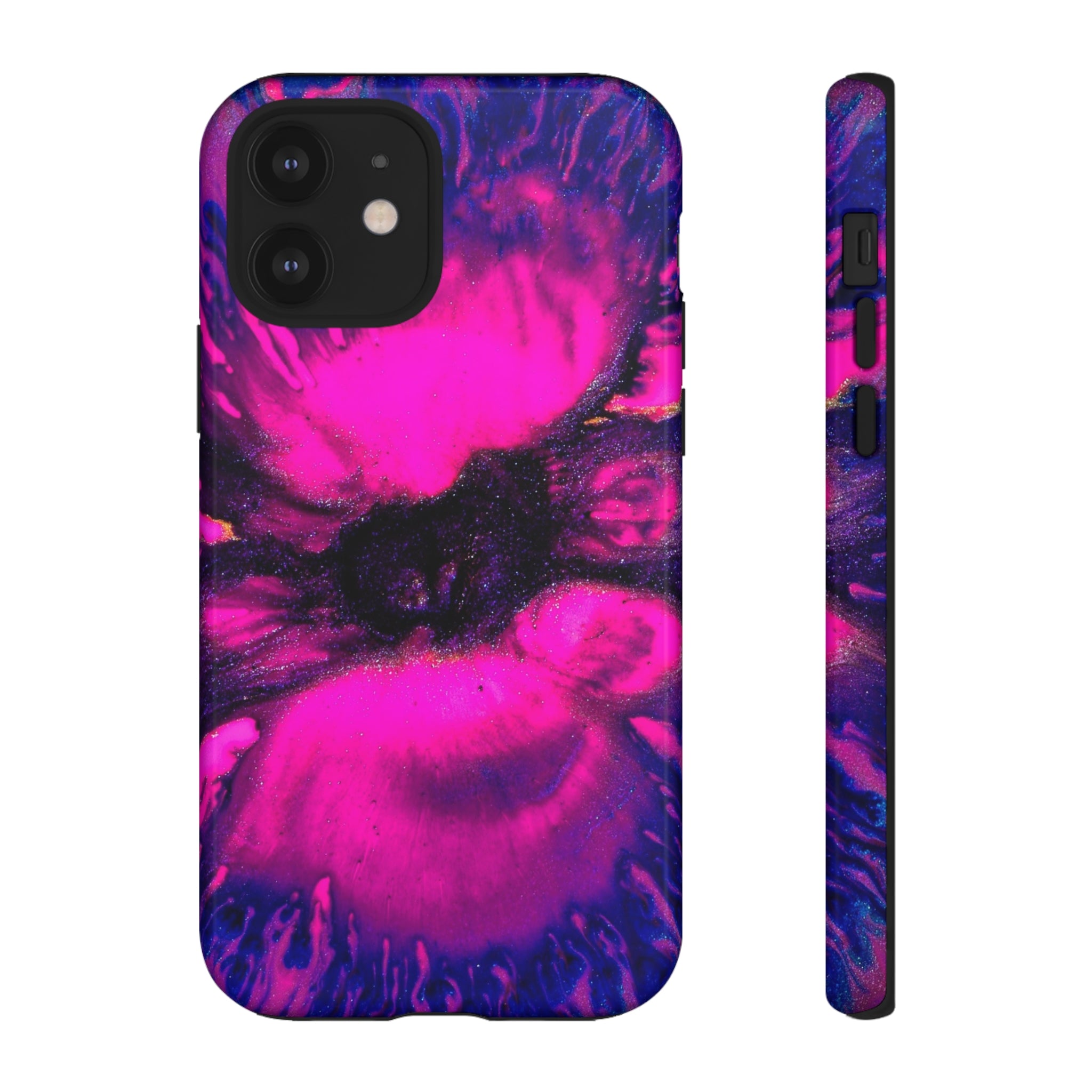 Deep Pink Ink Art iPhone Case (Protective) iPhone 12 Glossy Phone Case