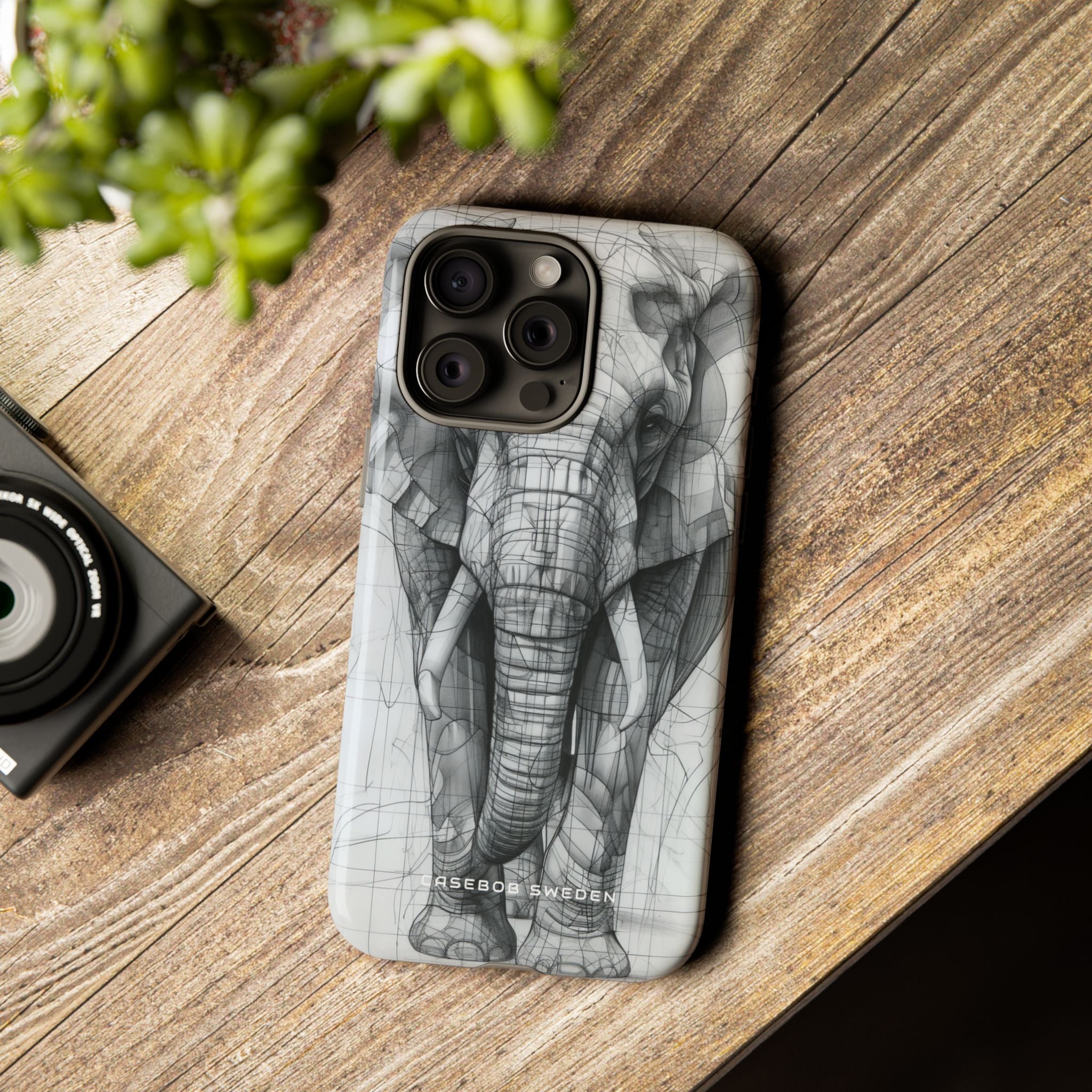 Elephant Line Geometry iPhone 15 - Tough Phone Case