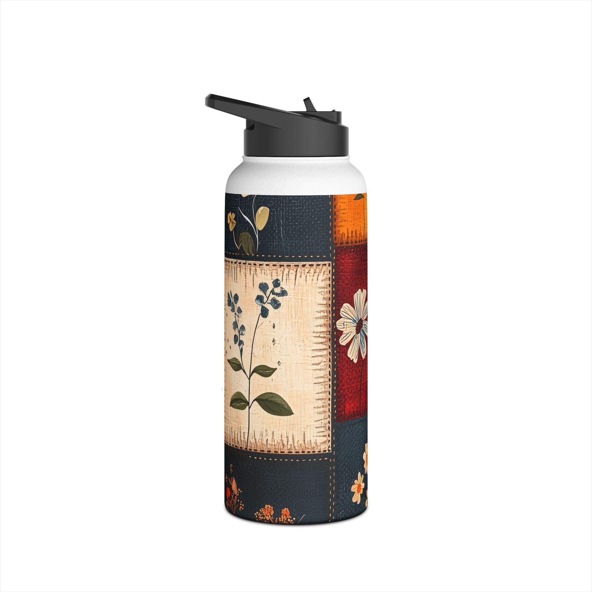 Patchwork Blooms - Stainless Steel Water Bottle