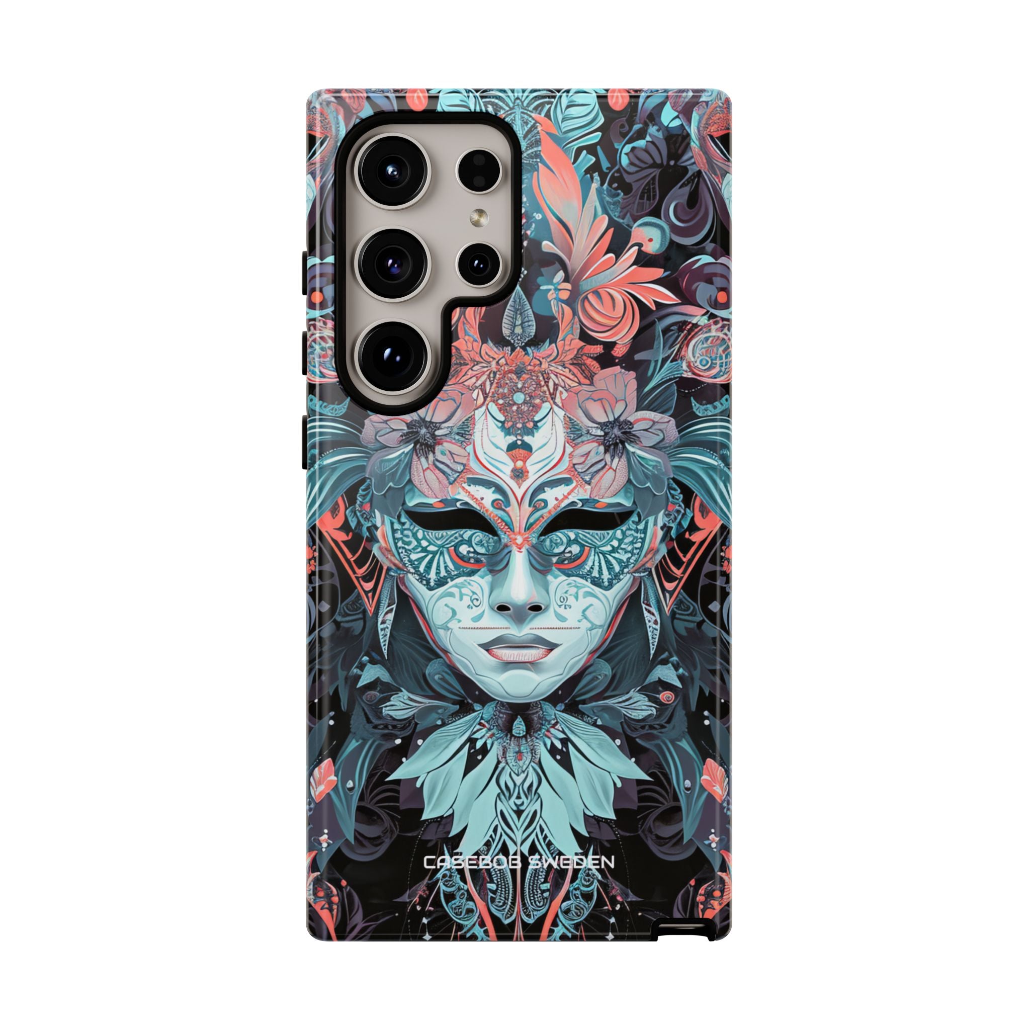 Mystic Teal Coral Mask - Tough Samsung S24 Phone Case