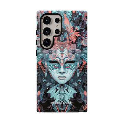 Mystic Teal Coral Mask - Tough Samsung S24 Phone Case