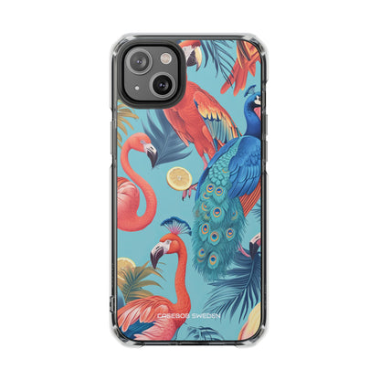 Tropical Flamingo Bliss - Clear Impact iPhone 14 Phone Case