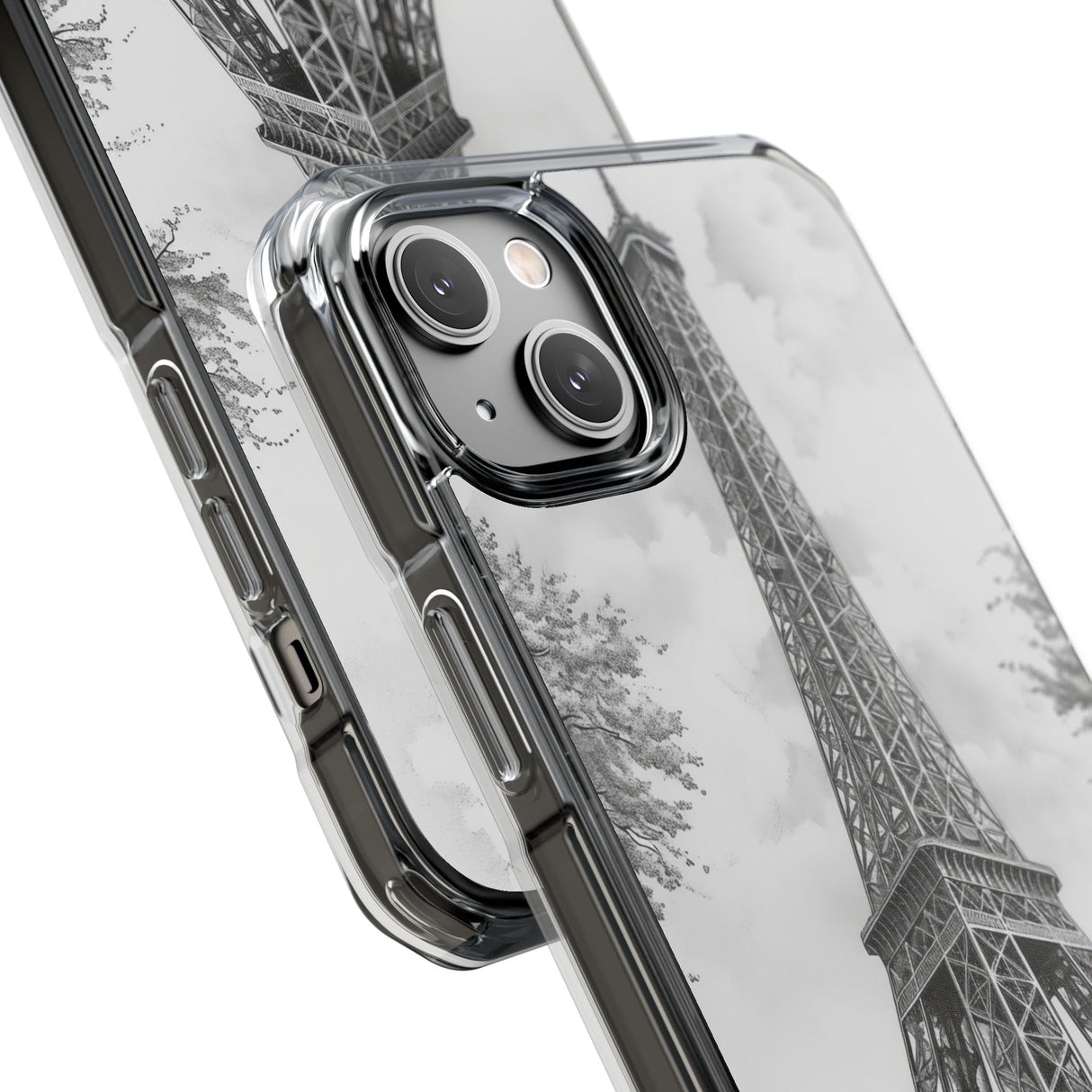 Parisian Monochrome Majesty - Phone Case for iPhone (Clear Impact - Magnetic)