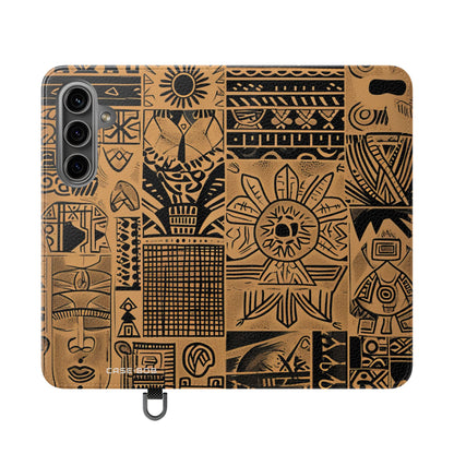 Celestial Faces Brown - Samsung S24 Case - Wallet