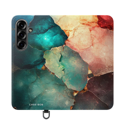 Gebroken edelsteen teal - Samsung S25 case - portemonnee
