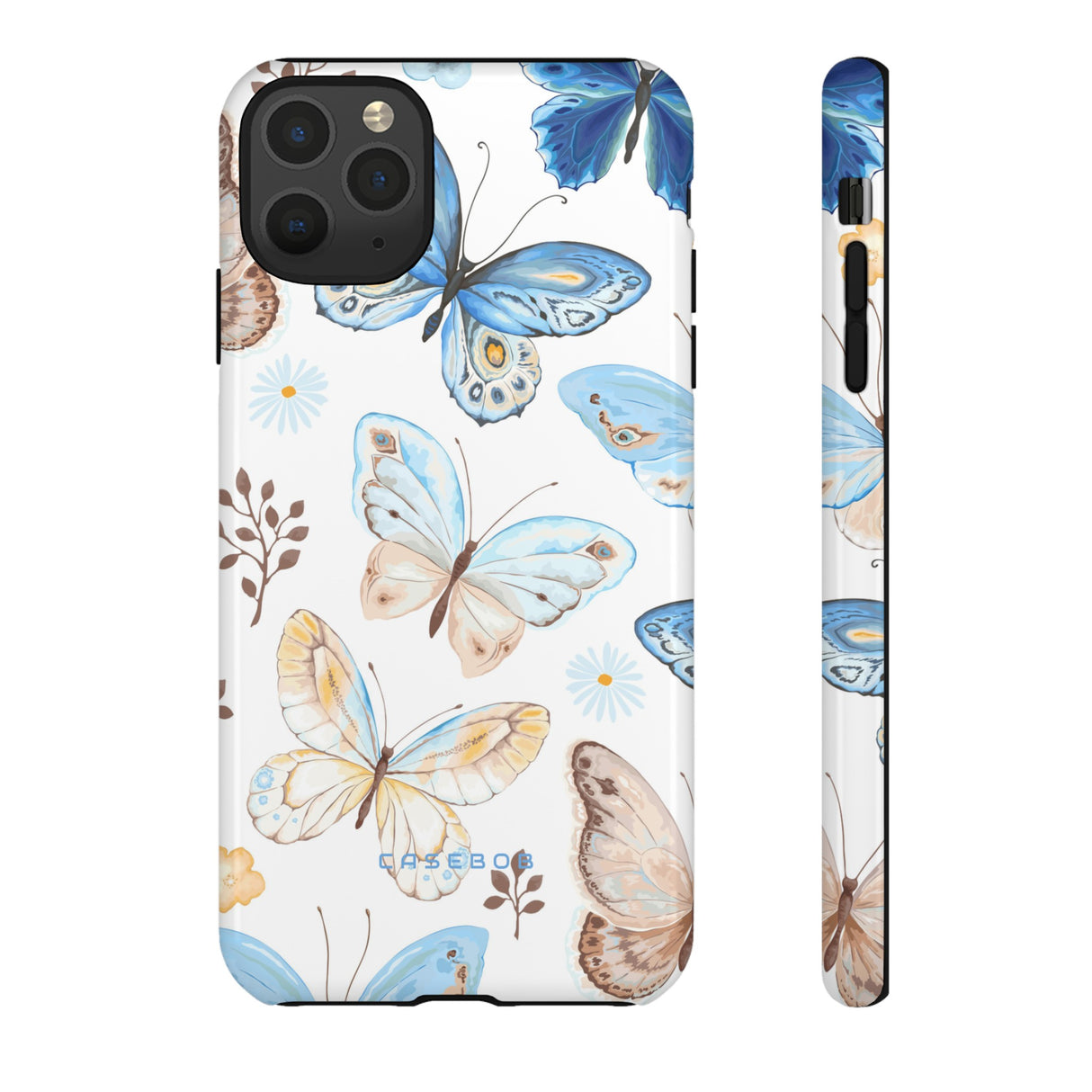 Flying Butterflies, Blue and Yellow iPhone case (Protective) - Protective Phone Case