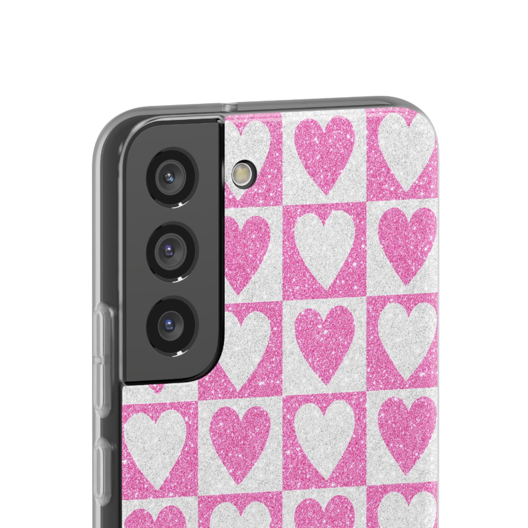 Glitter Heart Grid Samsung S22 - Soft