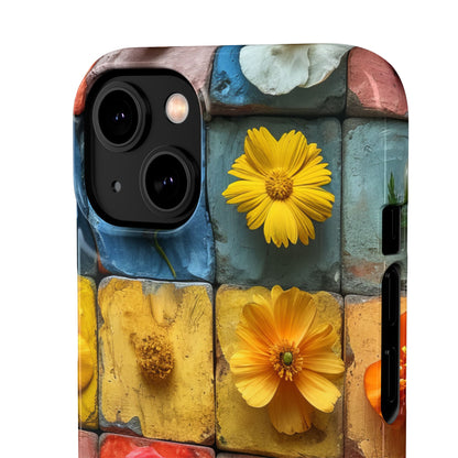 Vibrant Floral Tiles - Slim iPhone 14 Phone Case