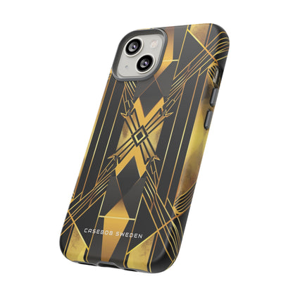 Golden Geometric Elegance iPhone 14 - Tough Phone Case