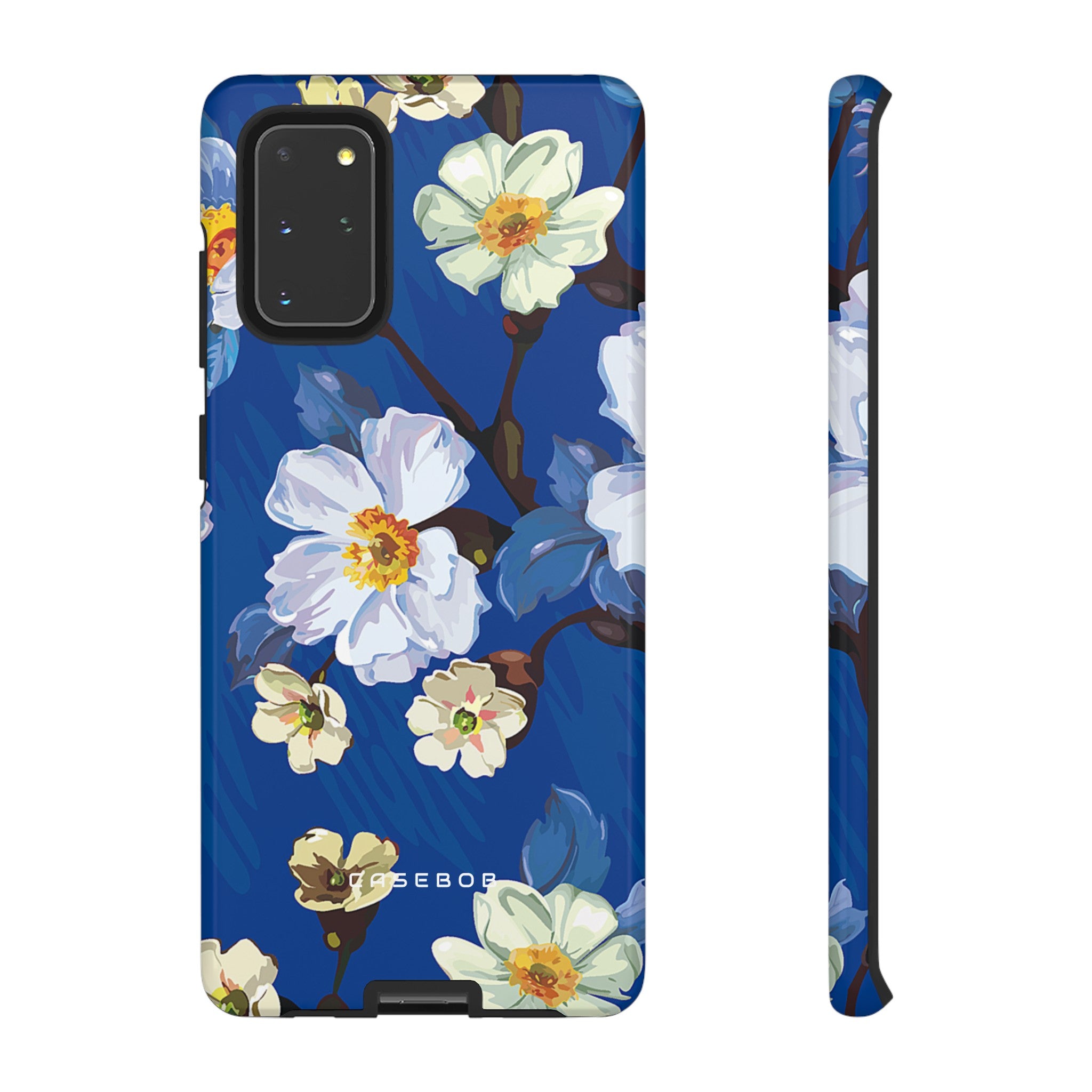 Elegant Flower on Blue iPhone Case | Tough