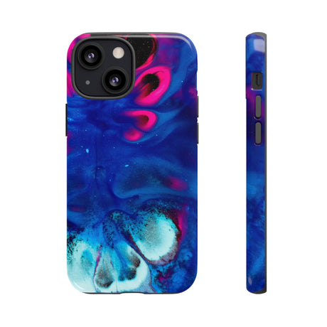 Bright Dark Blue Ink Art iPhone Case (Protective) iPhone 13 Mini Glossy Phone Case