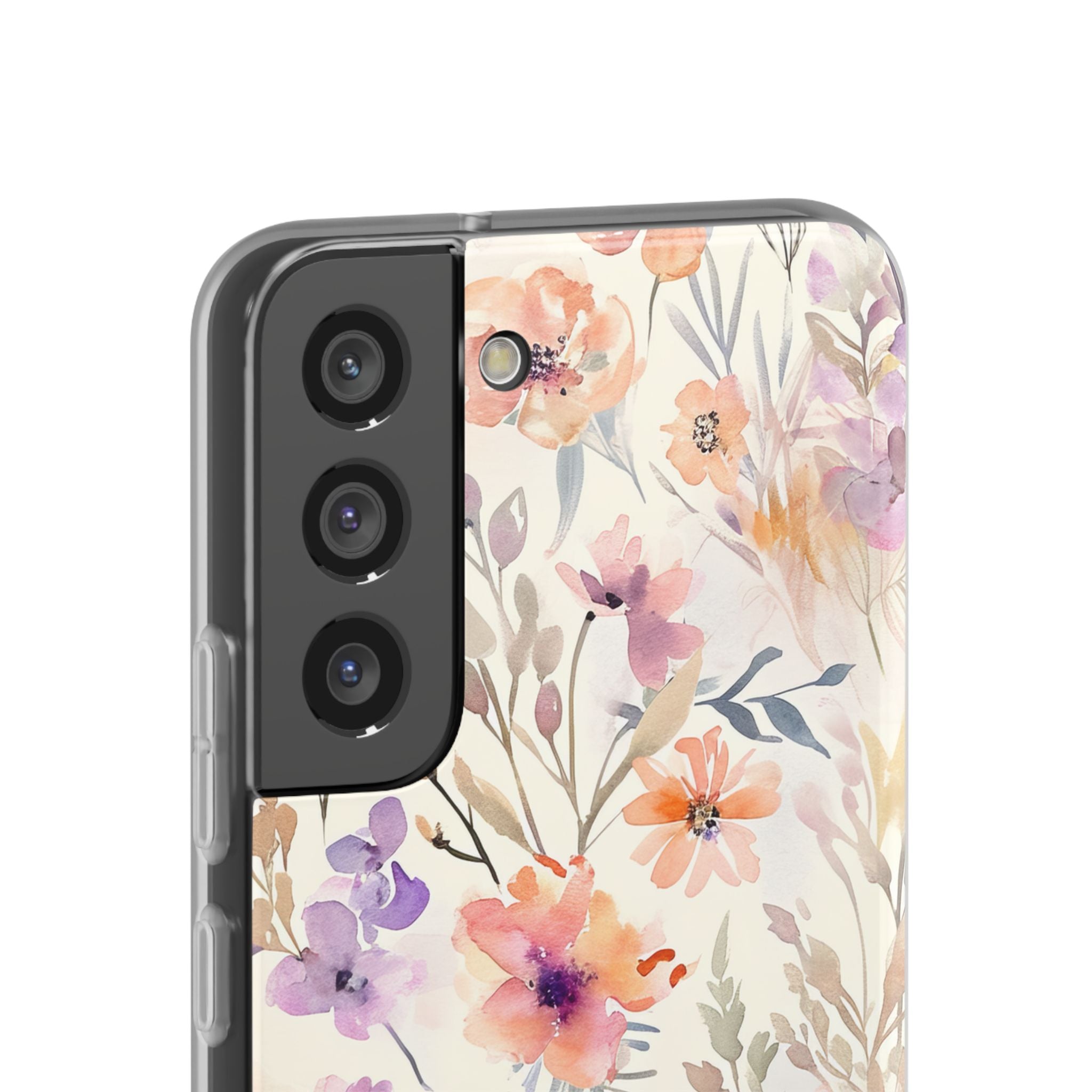 Soft Pink Floral Watercolor Design - Flexi Samsung S22 Phone Case