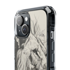 Majestic Linework Lion - Phone Case for iPhone (Clear Impact - Magnetic)