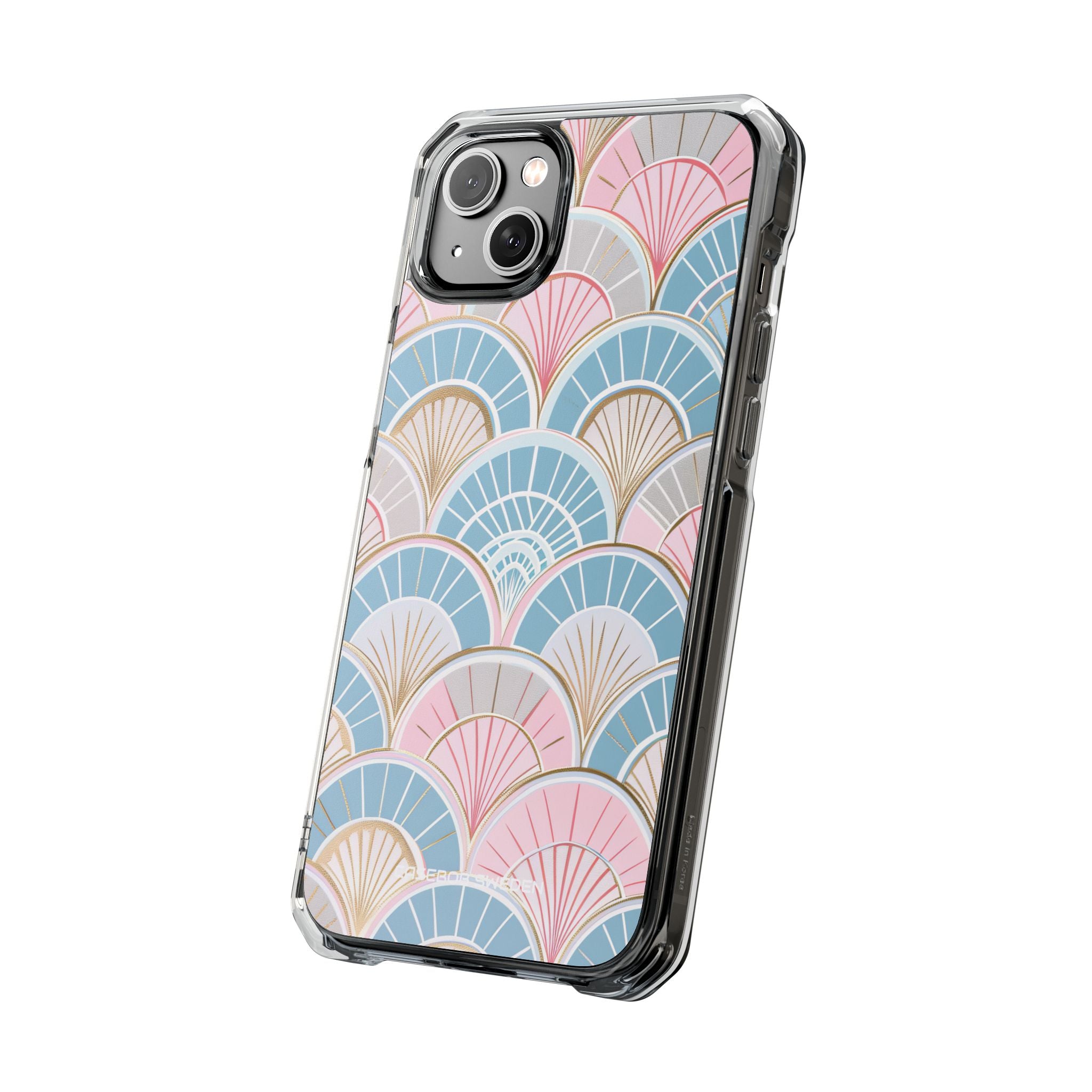 Art Deco Pastel Fan Pattern - Clear Impact iPhone 14 Phone Case