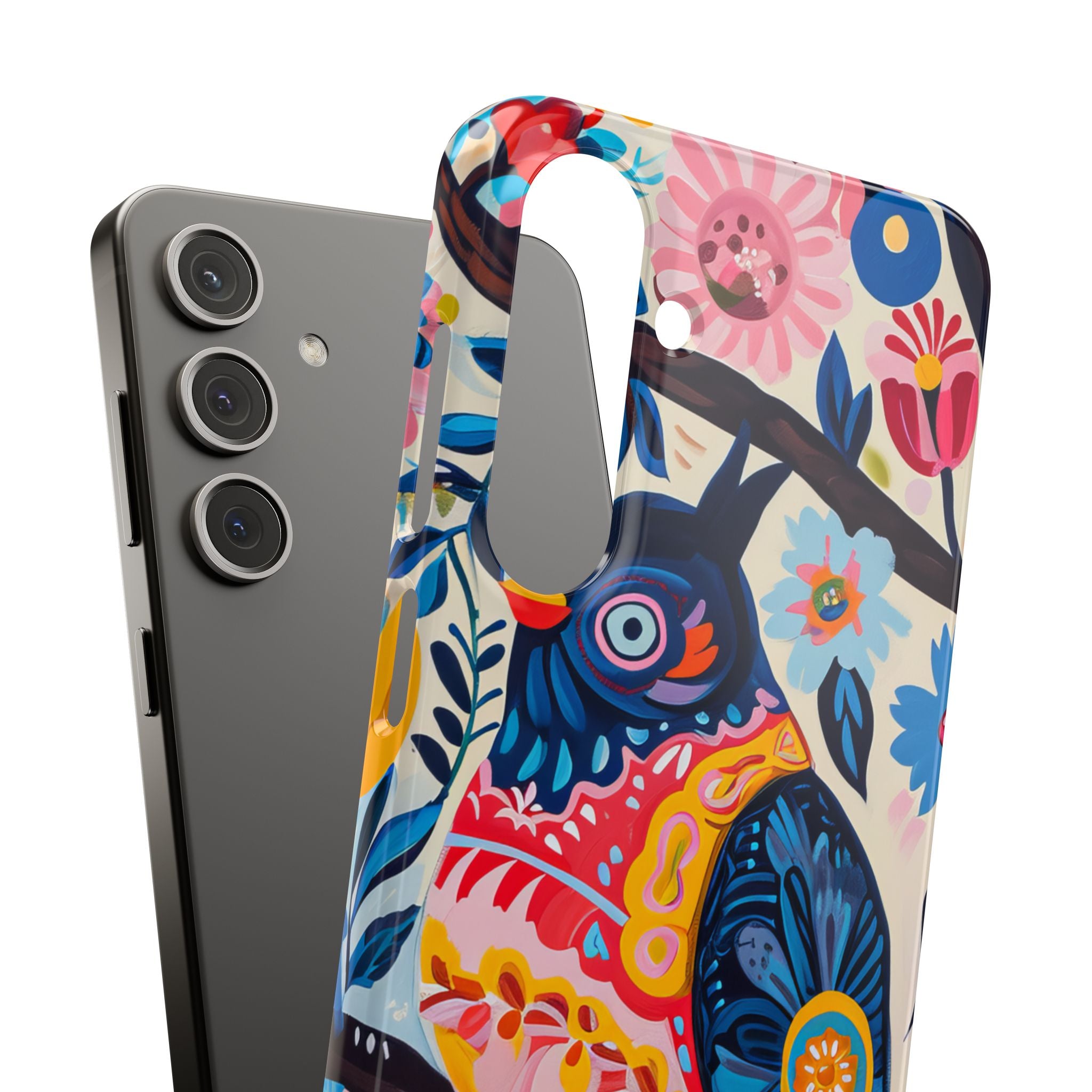 Whimsical Vintage Owl with Floral Charm Samsung S24 - Slim Phone Case