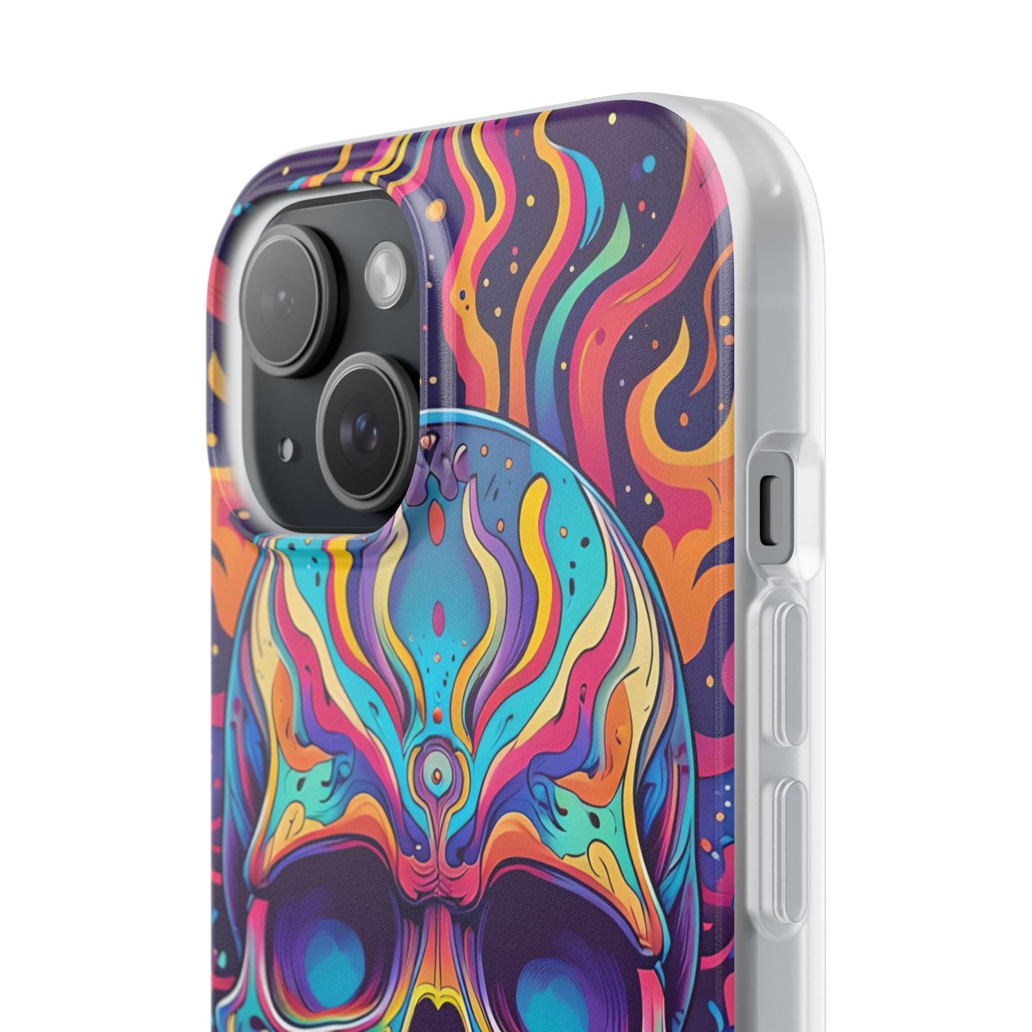 Flaming Skull iPhone 15 Case - Soft