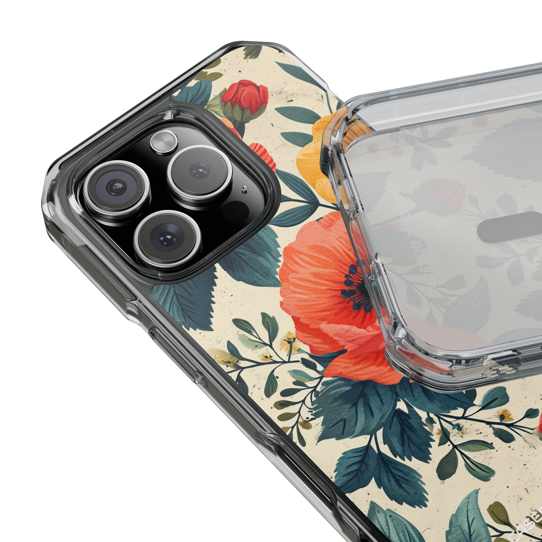 Vibrant Botanical Poppies - Clear Impact iPhone 16 Phone Case