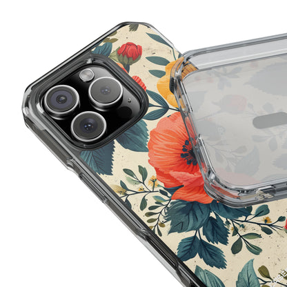 Vibrant Botanical Poppies - Clear Impact iPhone 16 Phone Case