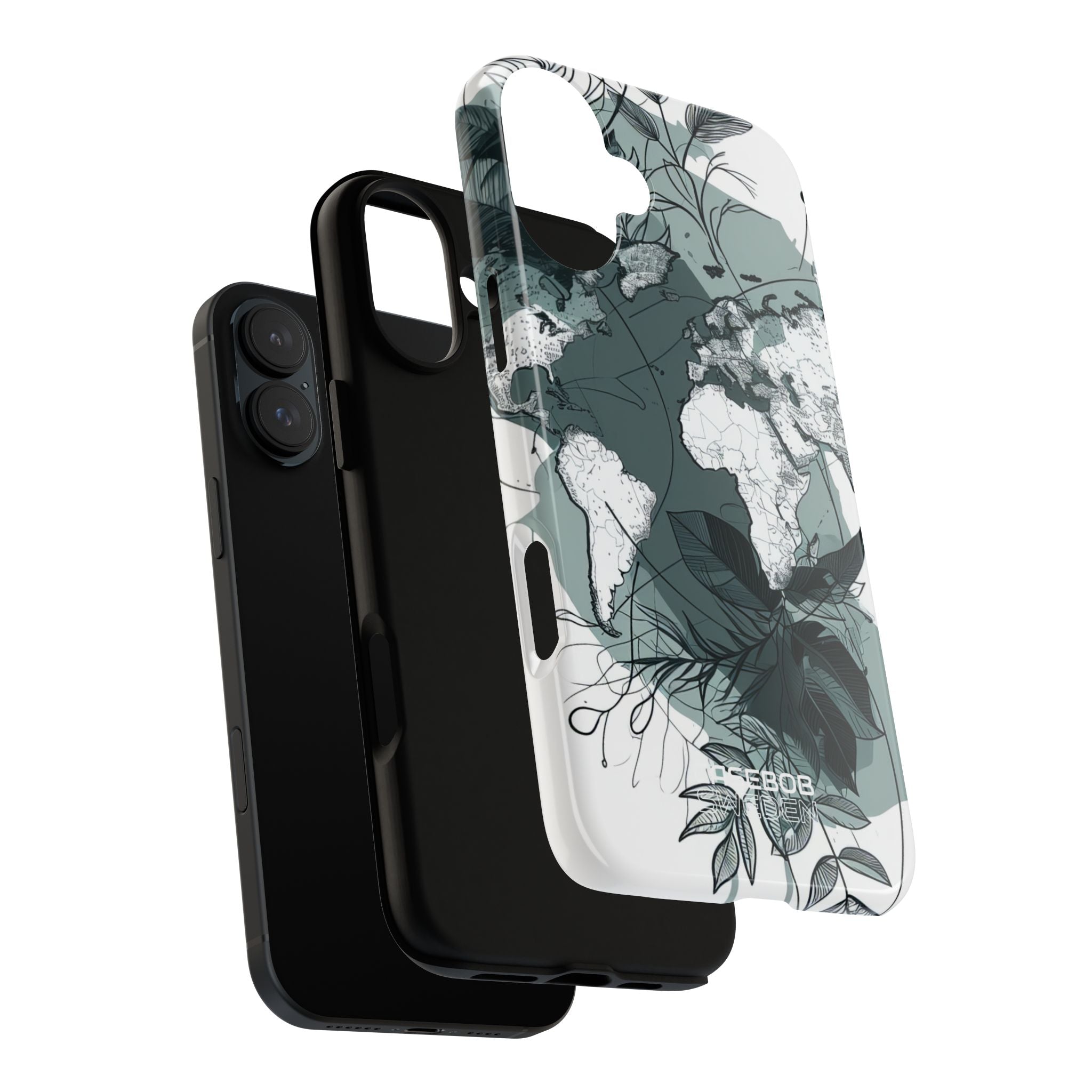 Botanische Weltkarte iPhone 16 - Robust