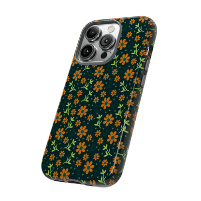 Green Flower Pattern - Protective Phone Case