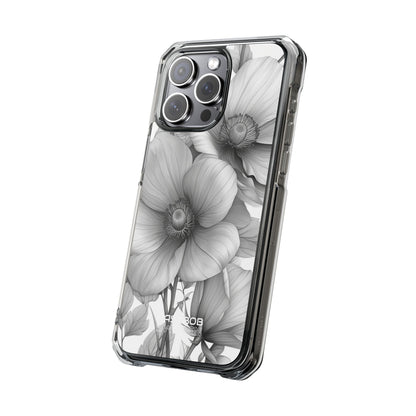 Grayscale Floral Harmony iPhone 15 - Impact Clear+