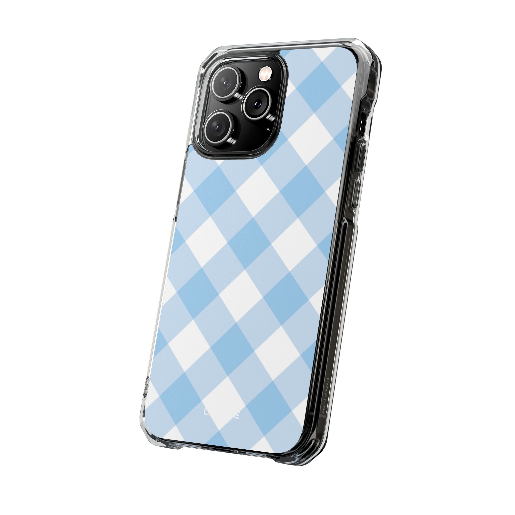 Soft Blue Gingham Elegance iPhone Case - Impact