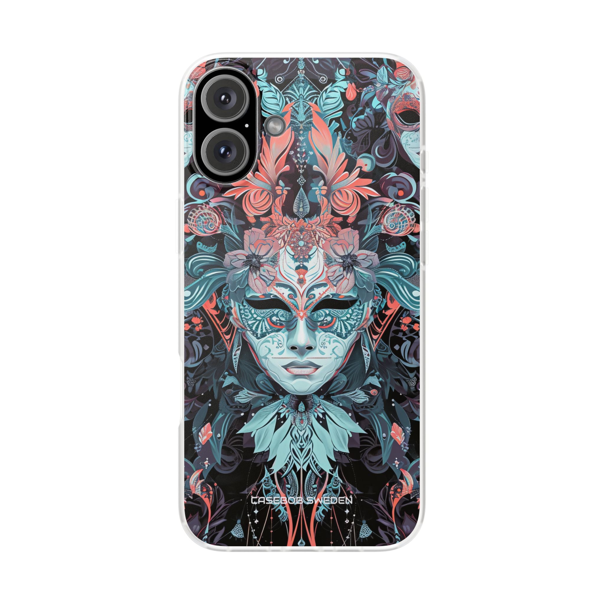 Mystic Teal Coral Mask - Flexi iPhone 16 Phone Case