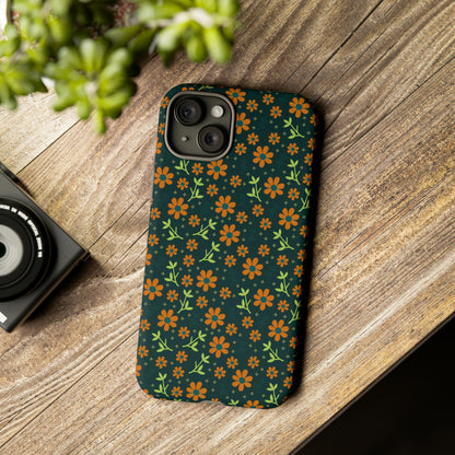 Green Flower Pattern - Protective Phone Case