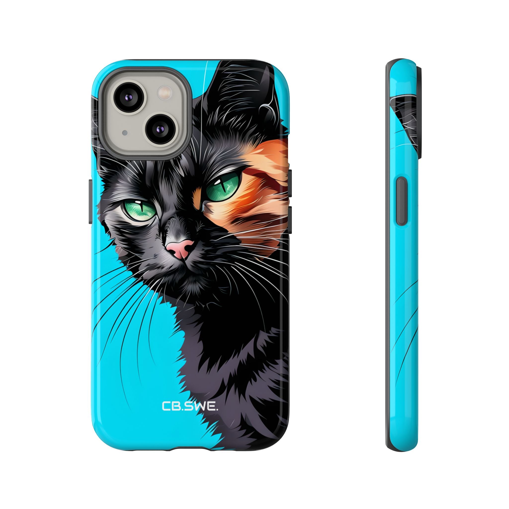 Expressive Modern Anime Cat Illustration Vibrant Mobile Wallpaper iPhone 14 - Tough