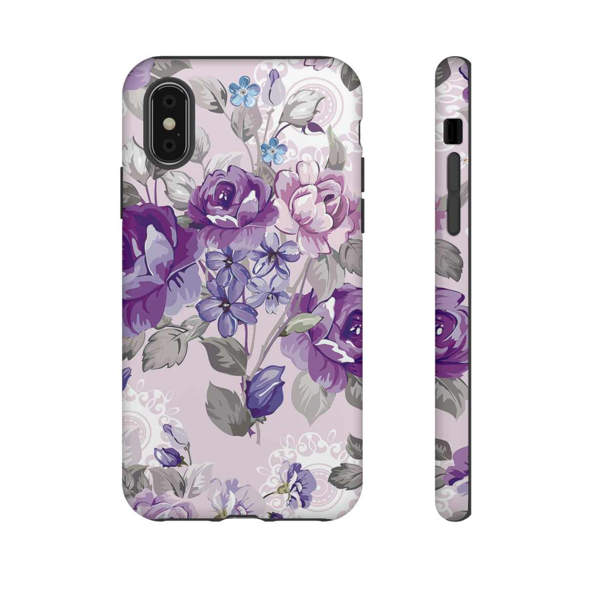 Beautiful vintage purple flower iPhone case (Protective) - Protective Phone Case