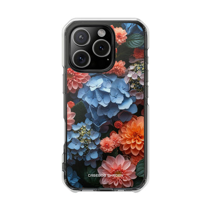 Blue Floral Bliss - Clear Impact iPhone 16 Phone Case