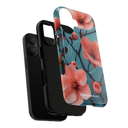 Teal Coral Blossom - Tough + MagSafe® iPhone 16 Phone Case