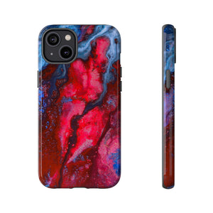 Neon Red Ink Art iPhone Case (Protective) iPhone 14 Plus Glossy Phone Case