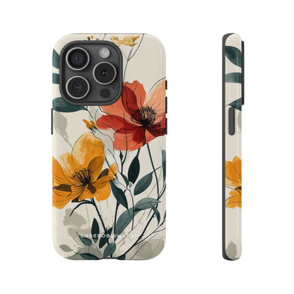 Elegant Floral Harmony iPhone 15 - Tough Phone Case