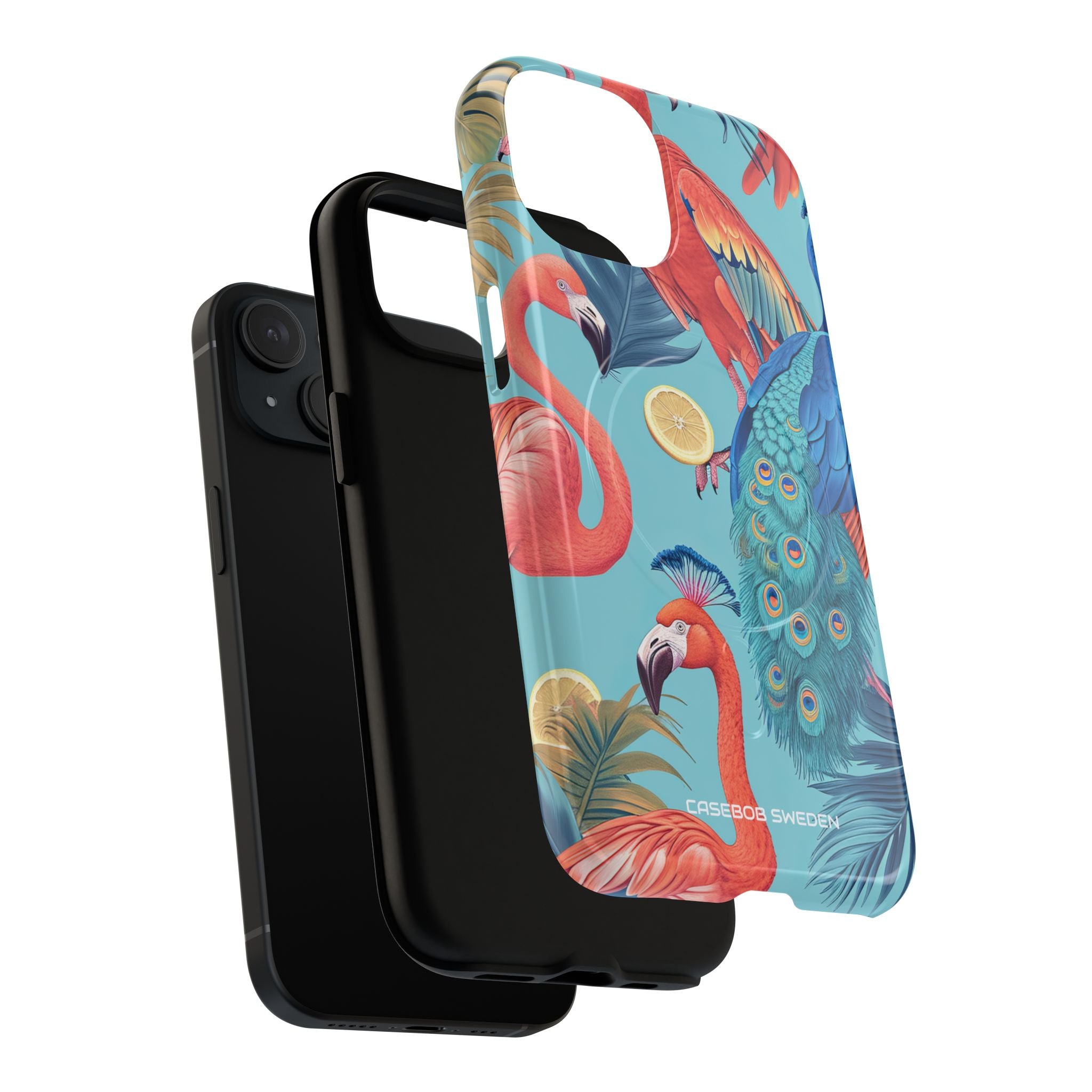 Tropical Flamingo Bliss - Tough + MagSafe® iPhone 15 Phone Case