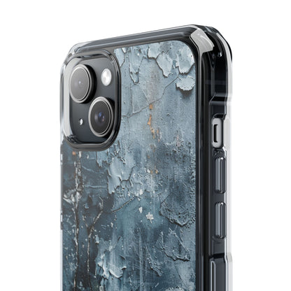 Weathered Blue Tapestry with Cracked Layers iPhone 15 - Clear Impact Phone Case