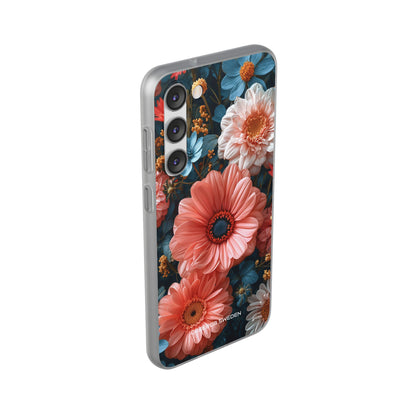 Coral Teal Blooms - Flexi Samsung S23 Phone Case