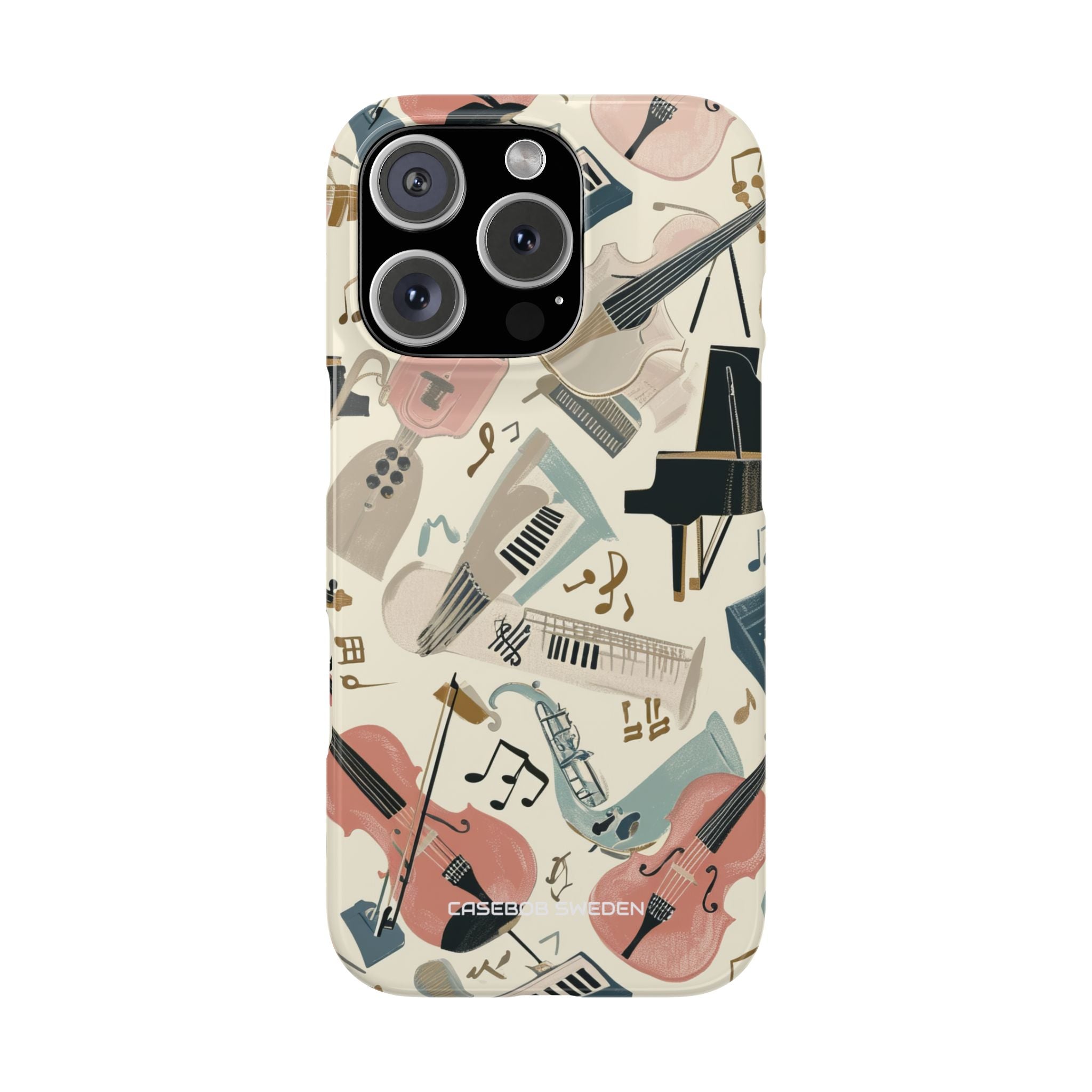 Beige Musical Instruments Pattern - Slim iPhone 16 Phone Case