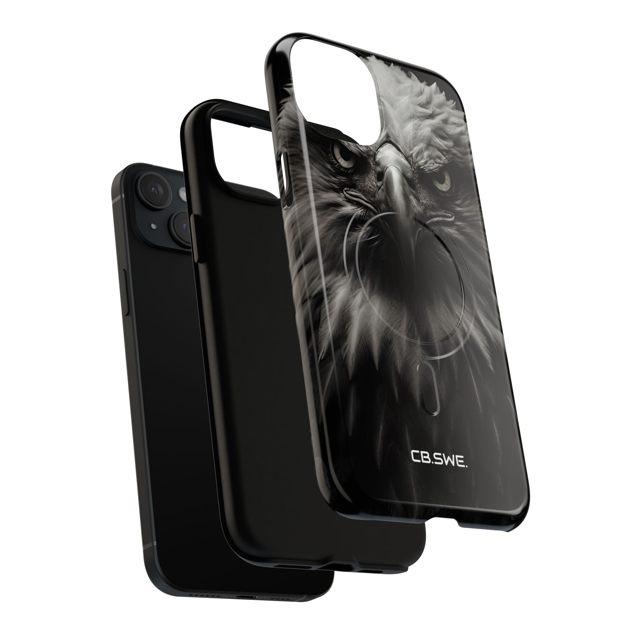 Intense Black and White Close-Up Eagle Head Art iPhone 15 - Tough+