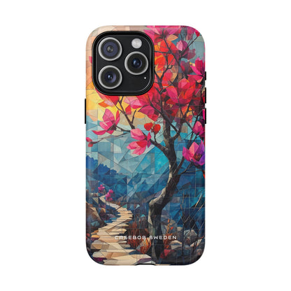 Vibrant Geometric Tree Landscape iPhone 15 | Tough+ Phone Case