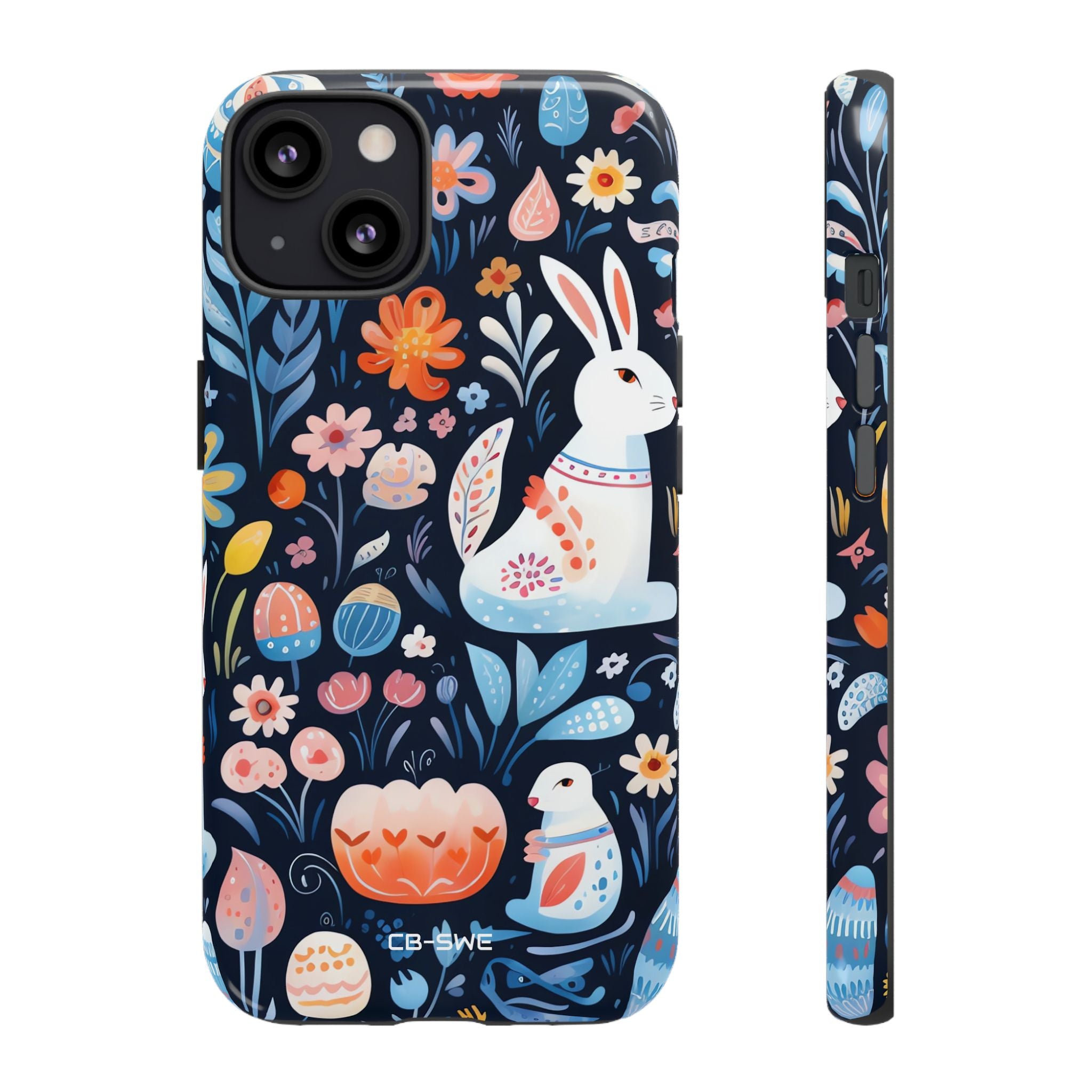 Bunnies Play Among Flowers - iPhone Case