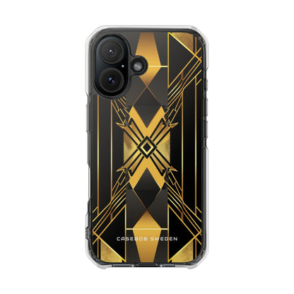 Golden Geometric Elegance iPhone 16 - Clear Impact Phone Case